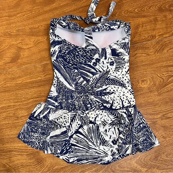 Rose.Marie.Reid Blue white Floral Tropical Print Swimsuit size S - Picture 9 of 9